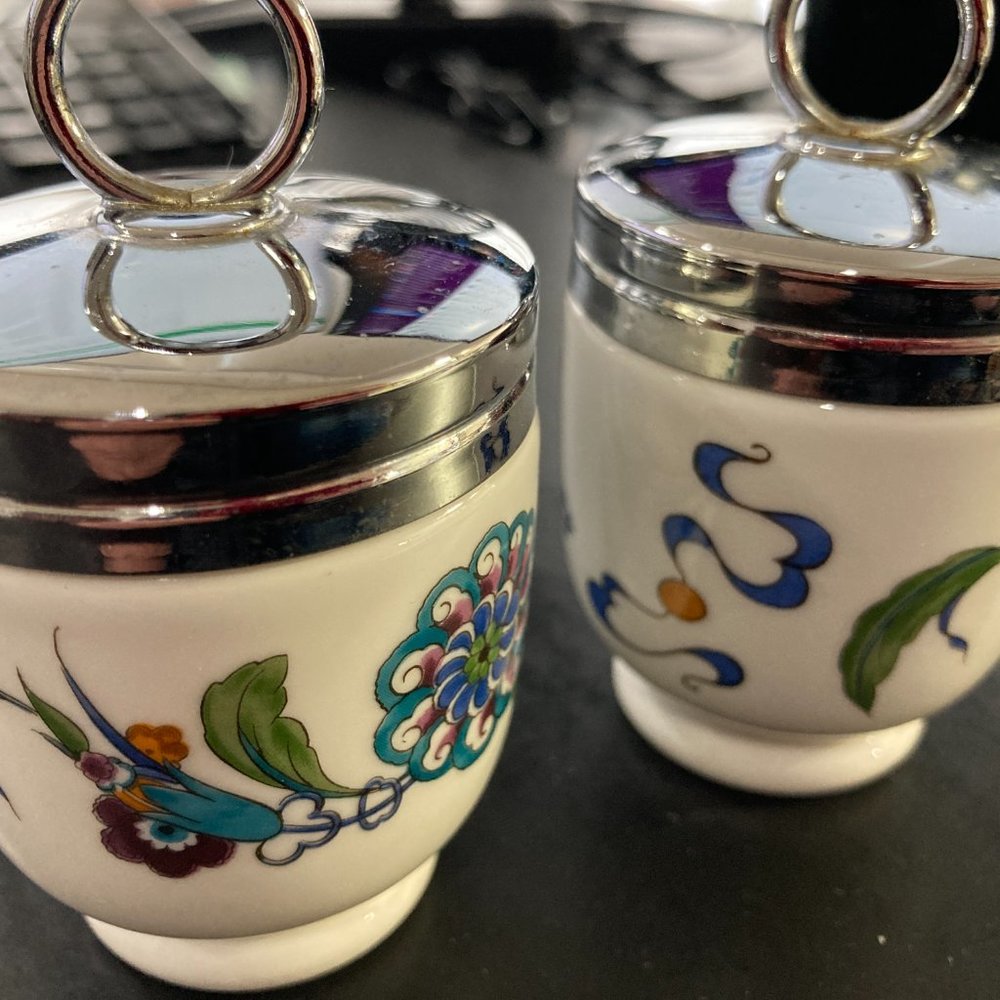 2 Royal Worcester Egg Coddler Palmyra 1950s-60s EUC!